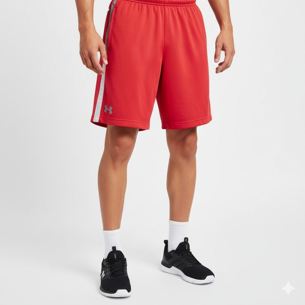 Under Armour Red Shorts with Gray Stripe
